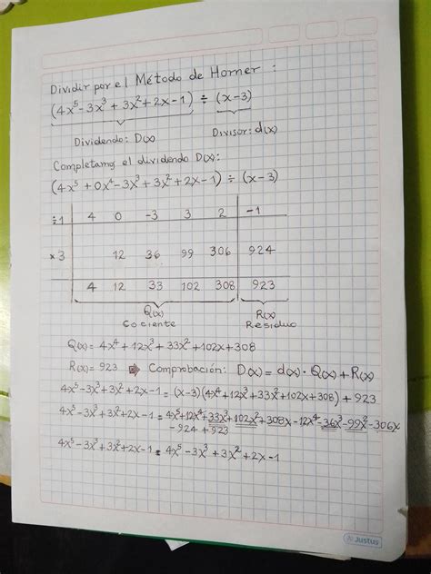 4x 5 3x 3 3x 2 2x 1 X 3 Porfavor Ayuda Con El Metodo Horner Plis