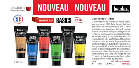 Promo Liquitex Basics 22 Ml chez Le Géant des Beaux Arts iCatalogue fr