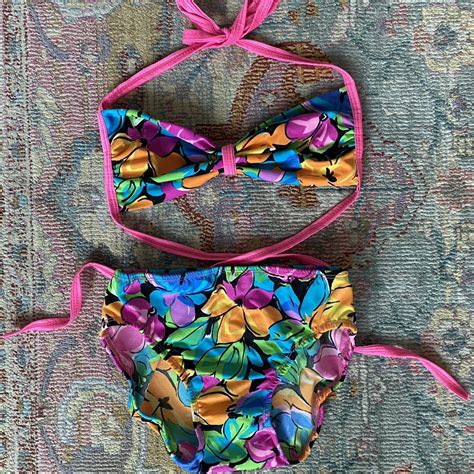 Deadstock Vintage 80s 90s Bikini Set Adorable Bow Depop