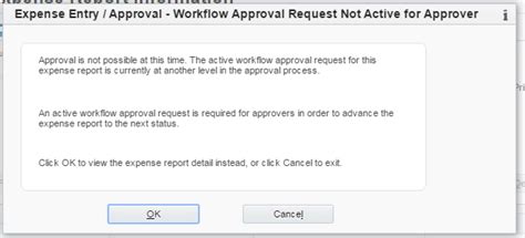 Expense Entry Approval Workflow Approval Request Not Active For