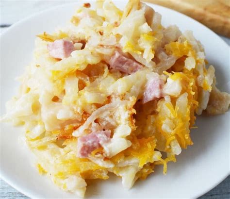 Ham And Hash Brown Casserole With Loads Of Cheese Salty Side Dish