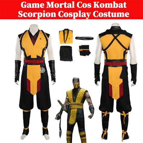 Scorpion Cosplay Costume Game Mortal Cos Kombat Disguise Adult Men