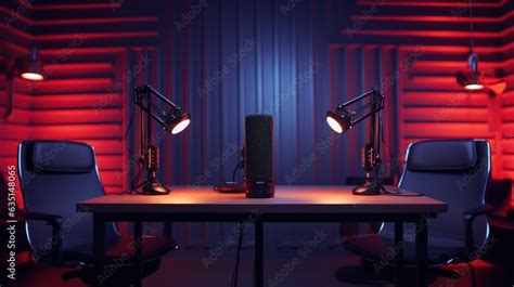 The Modern Podcast And Streaming Studio With Led Panels Background For