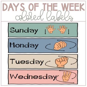 ASL Days Of The Week Classroom Decor Bulletin Board Ideas