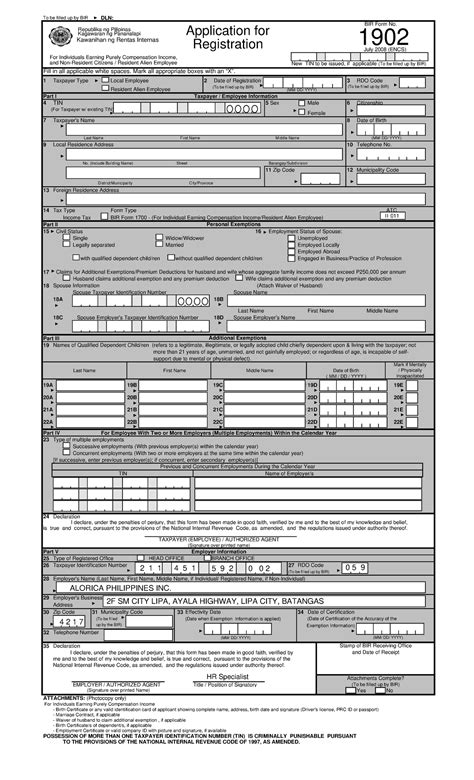 Bir Form 1902 Hihij To Be Filled Up By Bir Dln Fill In All