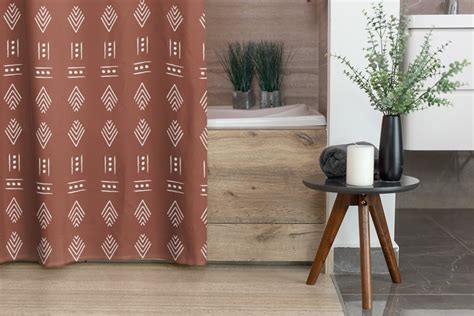 Terracotta Shower Curtain African Pattern Shower Curtain Etsy