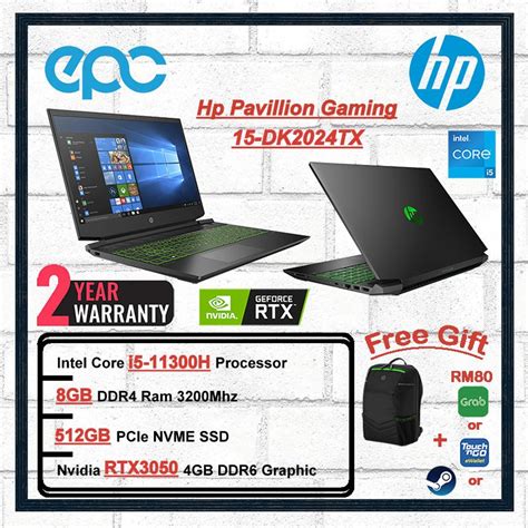 Hp Pavillion Gaming 15 DK2024TX I5 11300H 8GB Ram 512GB SSD