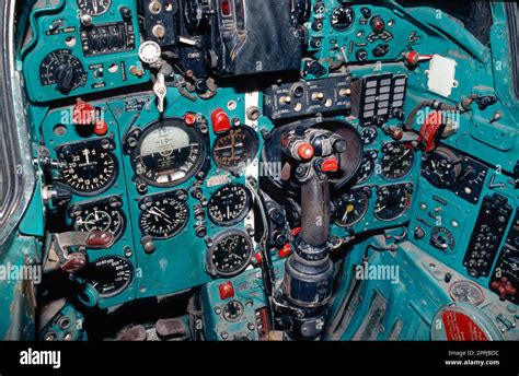 Scanned slide of a historical color photograph of the controls and ...