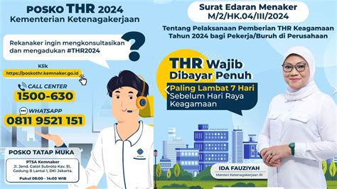 Menaker Sebut Pembayaran THR 2024 Harus Penuh Dan Tak Boleh Dicicil