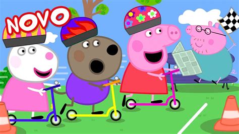 Peppa Pig Português Brasil A corrida de scooters NOVO Contos da