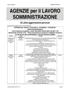 AGENZIE Per Il LAVORO SOMMINISTRAZIONE Agenzie Per Il Lavoro