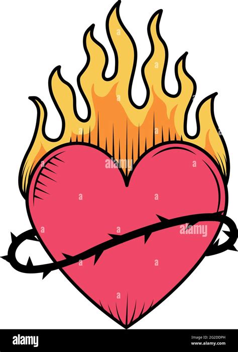 flaming heart tattoo Stock Vector Image & Art - Alamy