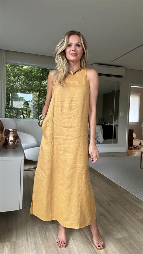 Fabiana Valentini On Instagram Vestido 100 Linho Majorelle Em Novas