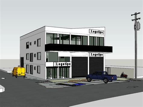 Three Story Commercial Building In Sketchup 1775 Mb Cad Library