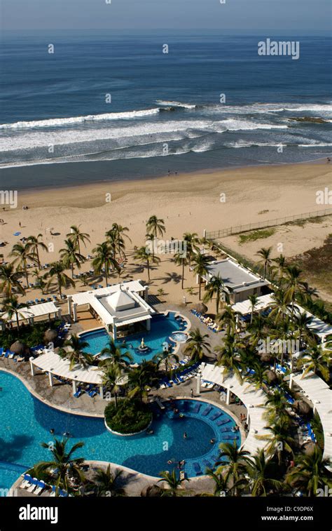 Swimming pools and beach at the Hotel RIU, Nuevo Mazatlan, Sinaloa ...