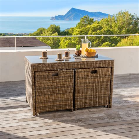 Lounge Set Menorca Naturfarben Beige 5 teilig Gartenmöbel