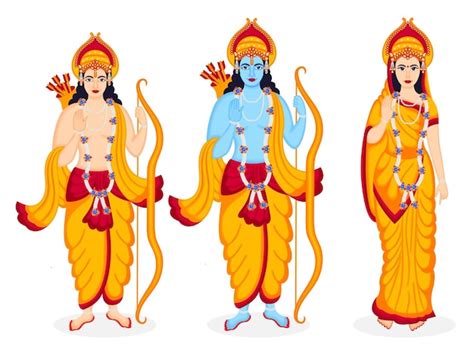 Ilustración Vectorial De Lord Rama Lord Lakshman Y Diosa Sita En El