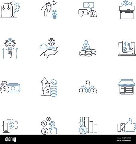 Financial Services Line Icons Collection Investments Banking