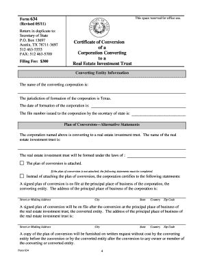 Fillable Online Sos Texas Form General Information Certificate Of