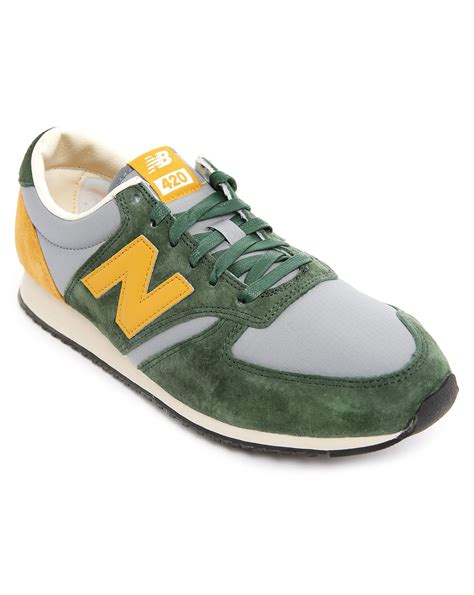 New balance 420 Green And Yellow Suede And Mesh Sneakers in Green for Men | Lyst