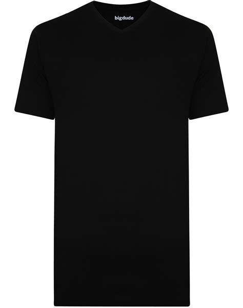 Bigdude Plain V Neck T Shirt Black Tall Bigdude