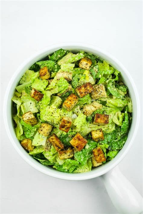 Vegan Caesar Salad With Crispy Tofu Croutons