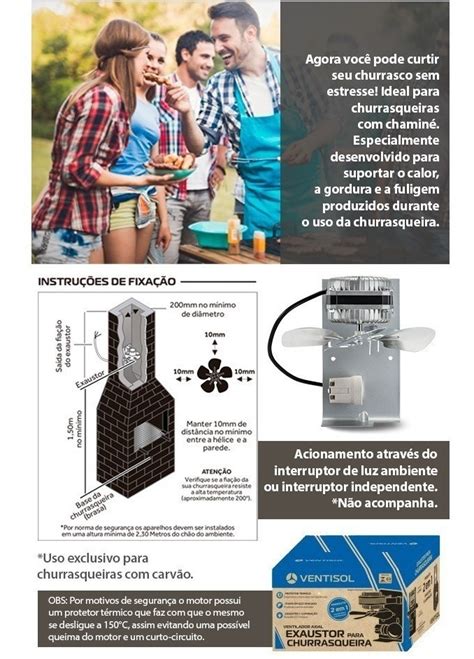 Exaustor De Churrasqueira Alta Temperatura Suporte L Mpada Frete Gr Tis