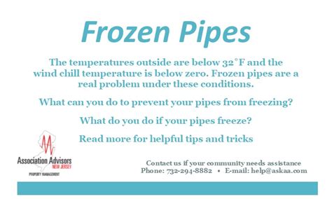 Frozen Pipes Preventing Thawing And Fixing Association Advisors Nj