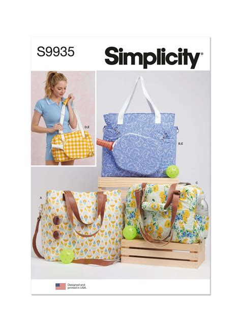 Simplicity Sewing Pattern S Totes And Pickleball Paddle Cover