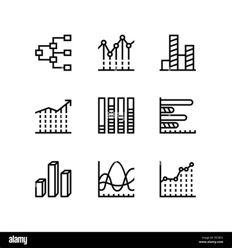 Data Analysis Chart Diagram Vector Simple Icons For Web And Mobile Design Pack 5 Stock Vector