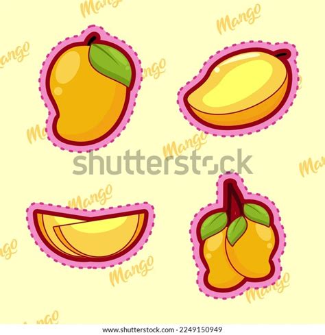 Set Cute Cartoon Mango Sticker Stock Vector (Royalty Free) 2249150949 ...