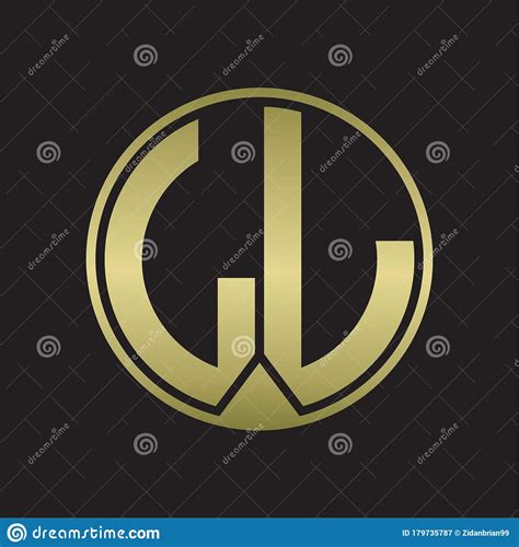 Ll Logo Monogram Circle With Piece Ribbon Style On Gold Colors Stock