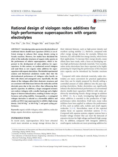 Pdf Rational Design Of Viologen Redox Additives For High Performance