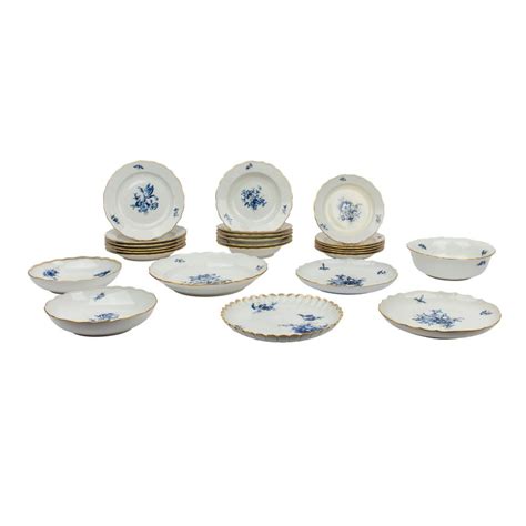 Bid Now MEISSEN Speiseservice F 6 Personen Blaue Blume Mit