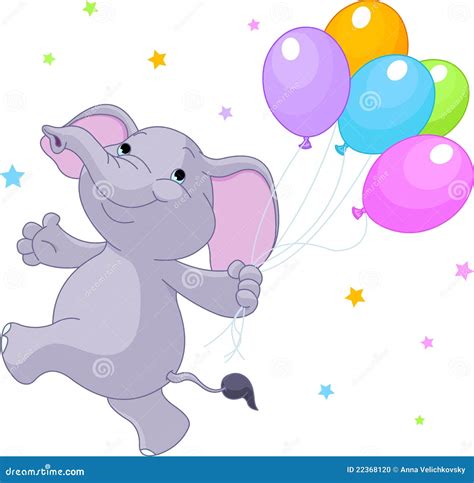 Elephant With Balloons Stock Vector Illustration Of Party