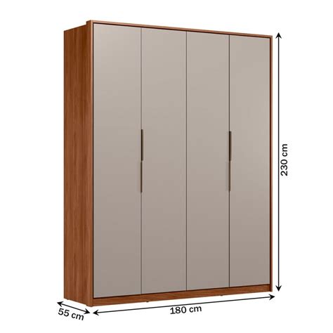 Guarda Roupa Casal Attore 4 Portas 3 Gavetas Nogueira Touch Nude Prime