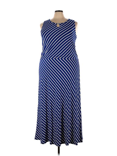 Talbots Outlet Stripes Multi Color Blue Casual Dress Size 2x Plus