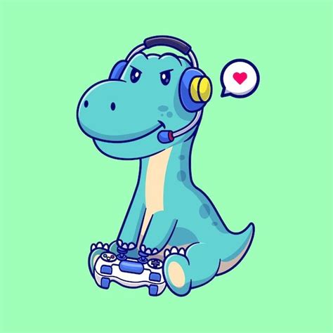 Premium Vector Cute Dinosaur Playing Game With Controller And