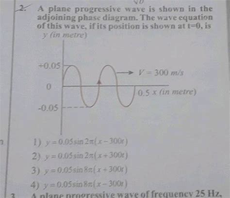 The Equation Of Travelling Wave Is Y X T 0 02 Sin X 0 05 T 0