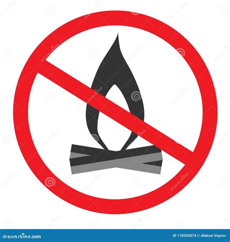 No Open Flame Sign No Fire Prohibition Sign Flat Vector Illustration