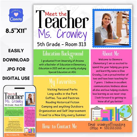 Editable Meet The Teacher Color Blocks Simple Desert Designs