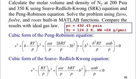 Solved Calculate The Molar Volume And Density Of N At Chegg