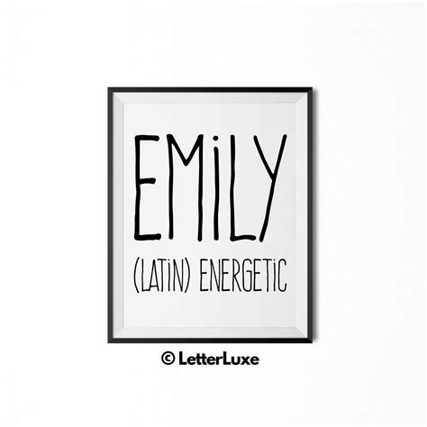 Emily Name Meaning Art Emily Gift Printable Baby Shower - Etsy