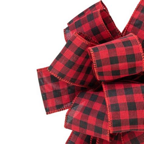 Northlight 19 Buffalo Plaid Print 14 Loop Christmas Bow Tree Topper 1