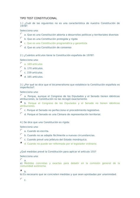 TIPO TEST Constitucional Corrección TIPO TEST CONSTITUCIONAL 1