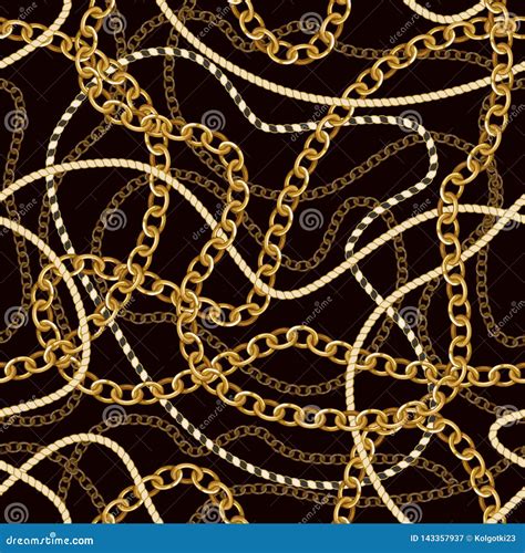 Seamless Pattern With Golden Chains Vector Illustration Stock Vector