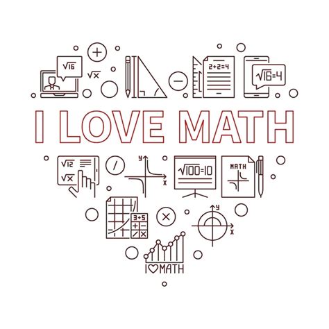 Premium Vector I Love Math Concept Vector Line Heartshaped Banner Mathematics Illustration