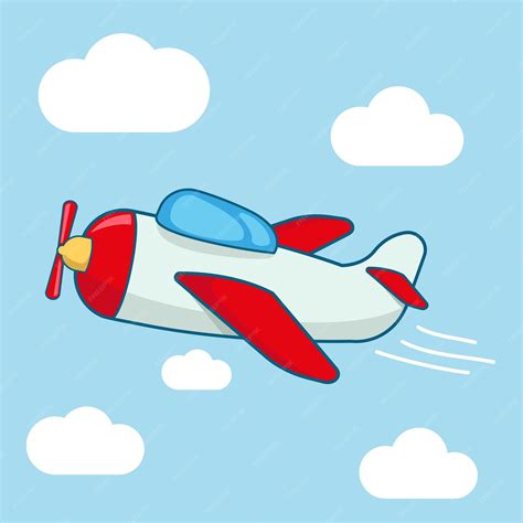 Premium Vector | Cute plane in blue sky