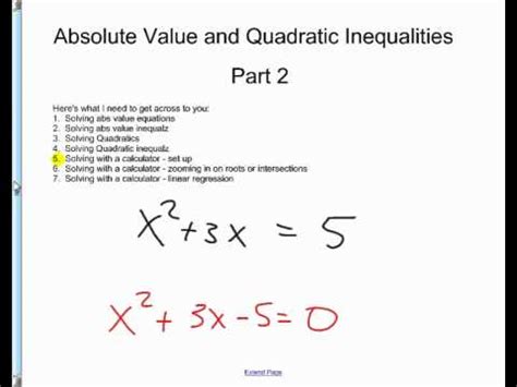 Absolute Value And Quadratic Inequalities Day Review Youtube