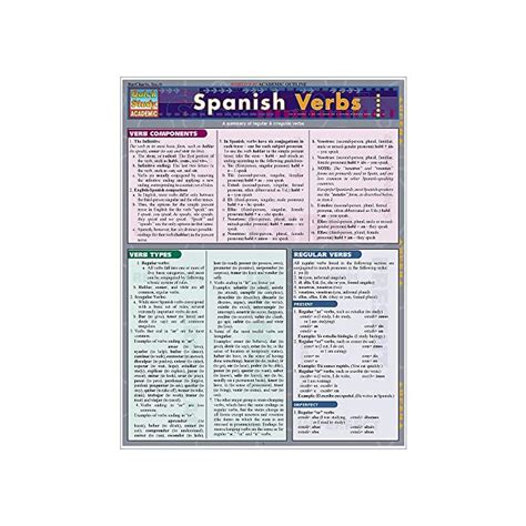 Spanish Verbs Laminated Reference Guide Quick Study Academic